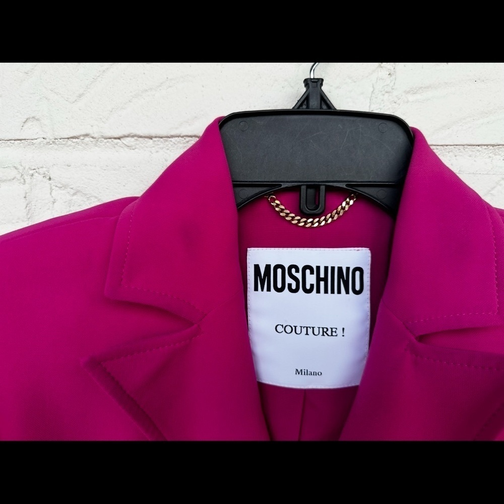 New Moschino Bondage Lacing Crepe Hot Pink Blazer Size 4 - Picture 14 of 16